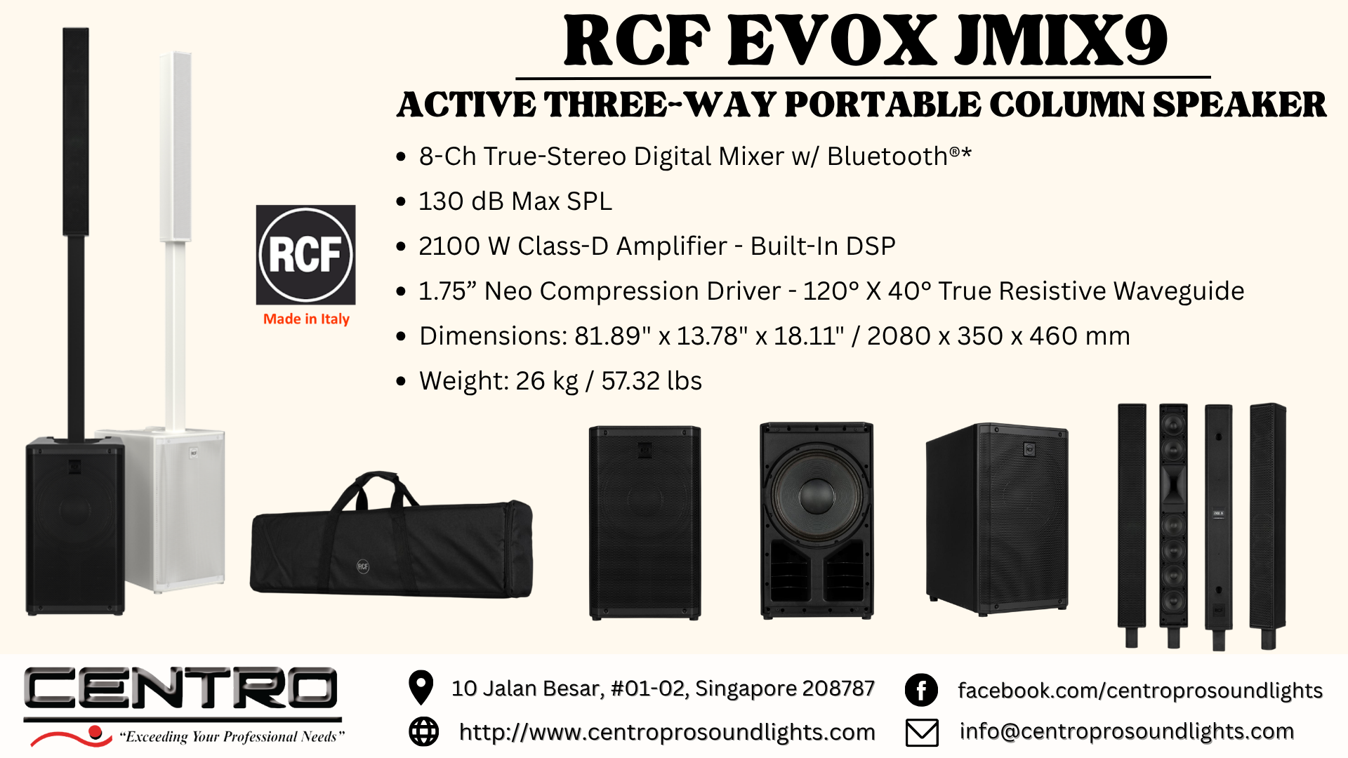RCF EVOX JMIX9 – Active Three-Way Column Music System