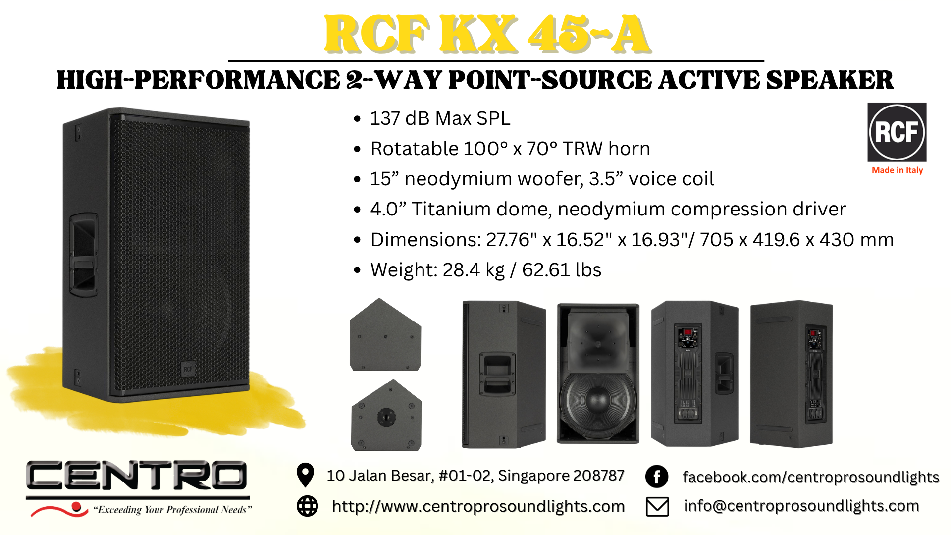 RCF KX 45A – Two Way Point Source Active Speaker