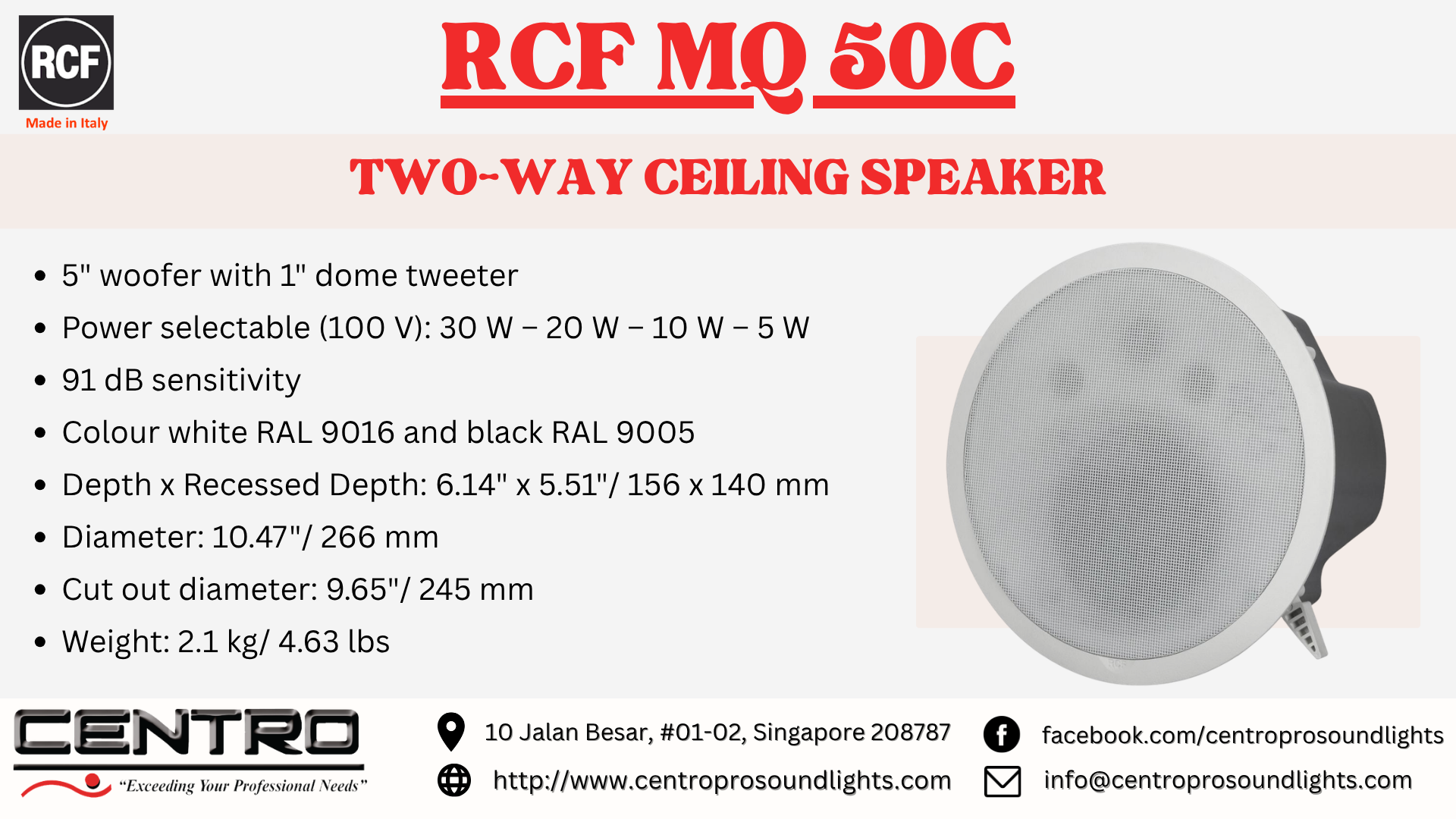 RCF MQ 50C – Two Way Ceiling Speaker