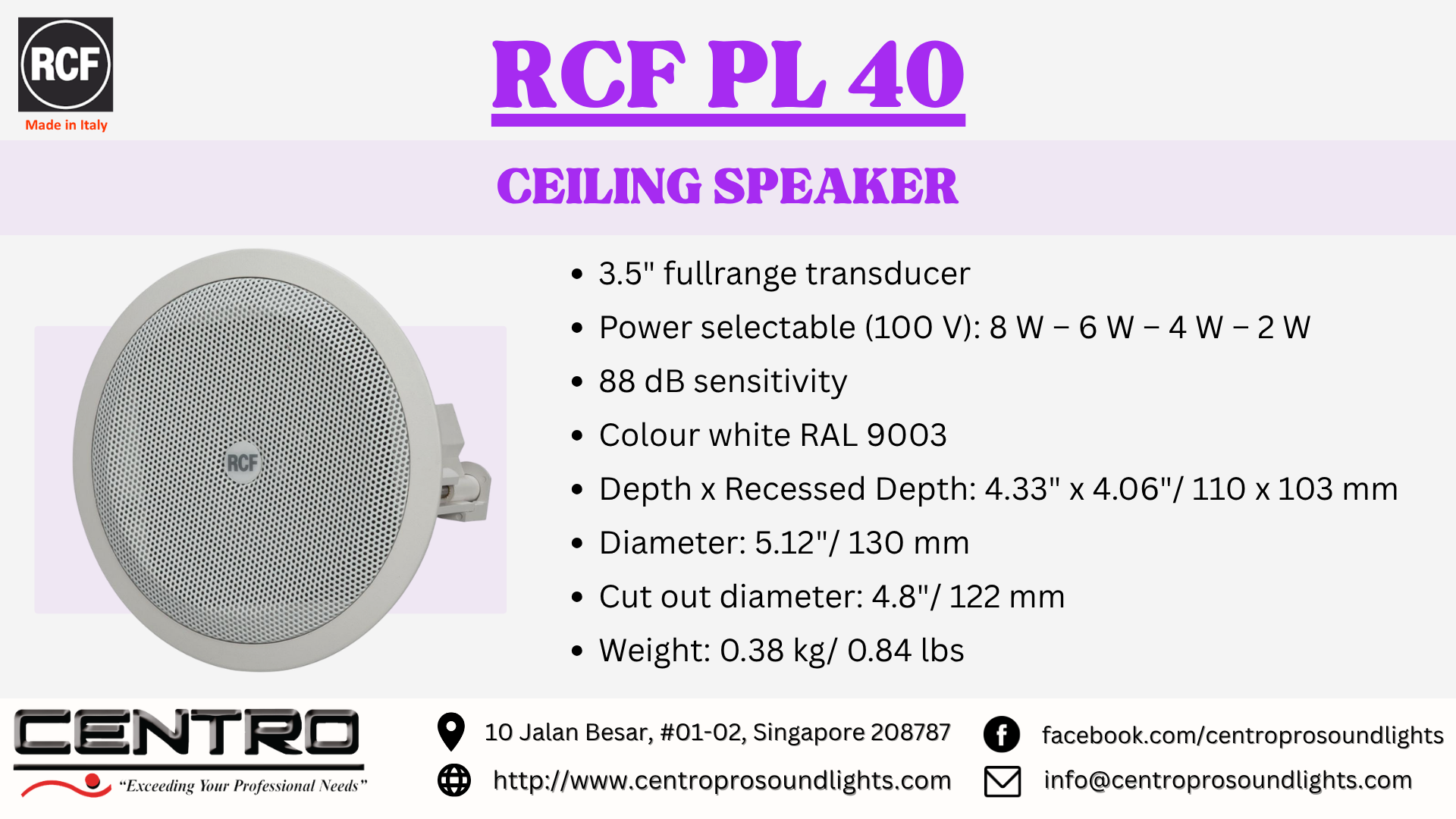 RCF PL 40 – Ceiling Speaker