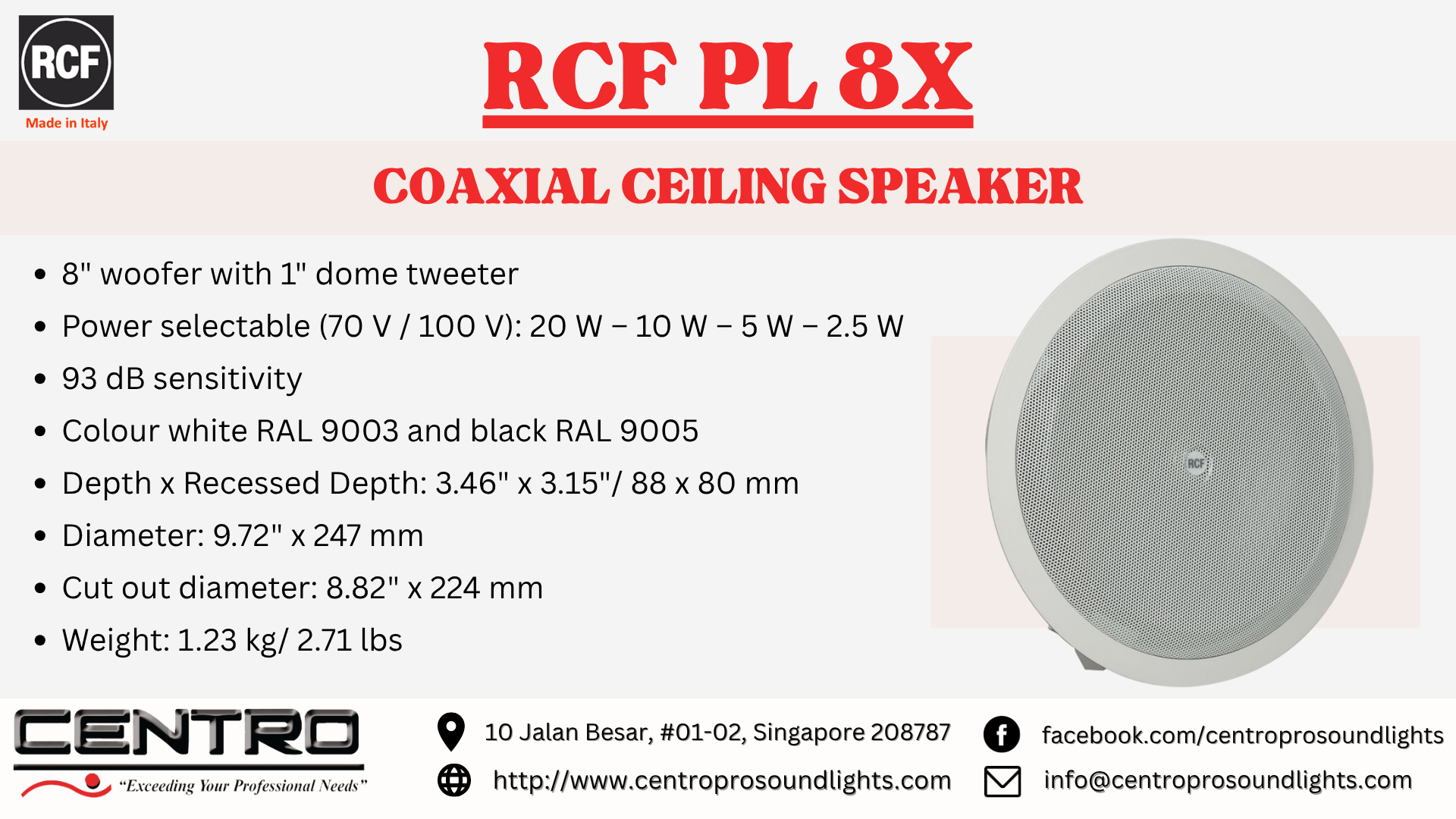 RCF PL 8X – Coaxial Ceiling Speaker