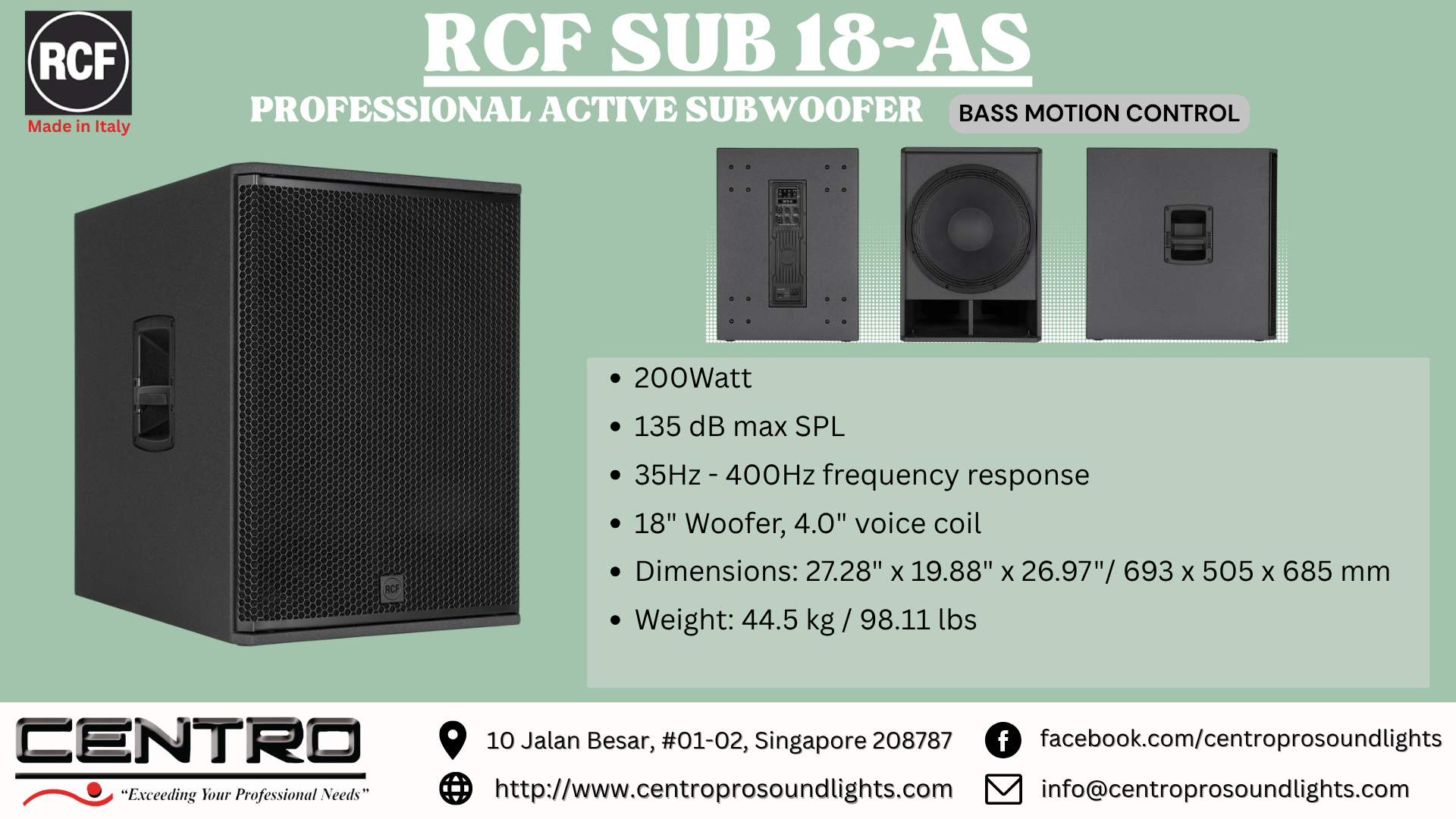 RCF SUB 18AS – Professional Active Subwoofer