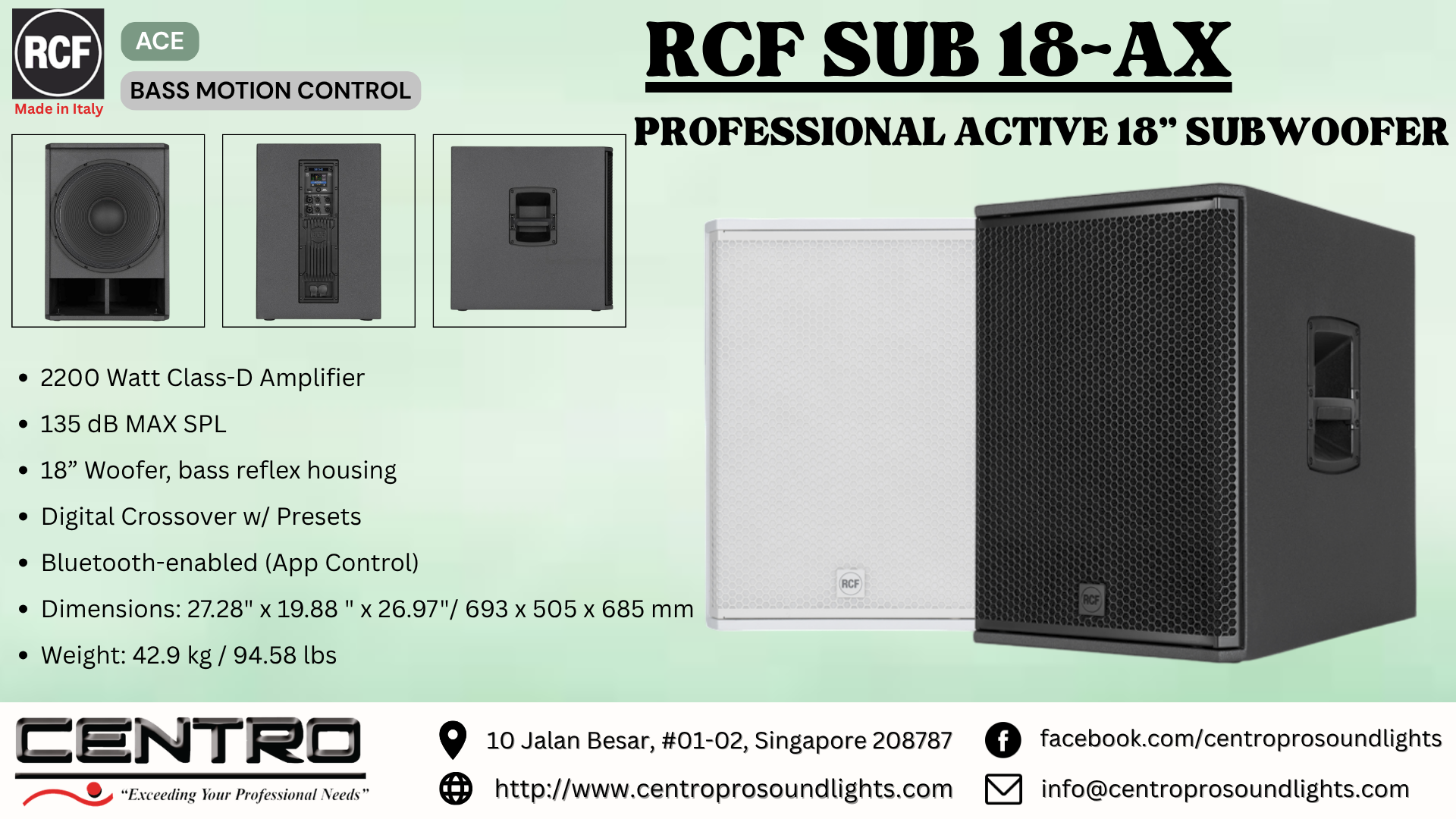RCF SUB 18AX – Professional Active 18″ Subwoofer