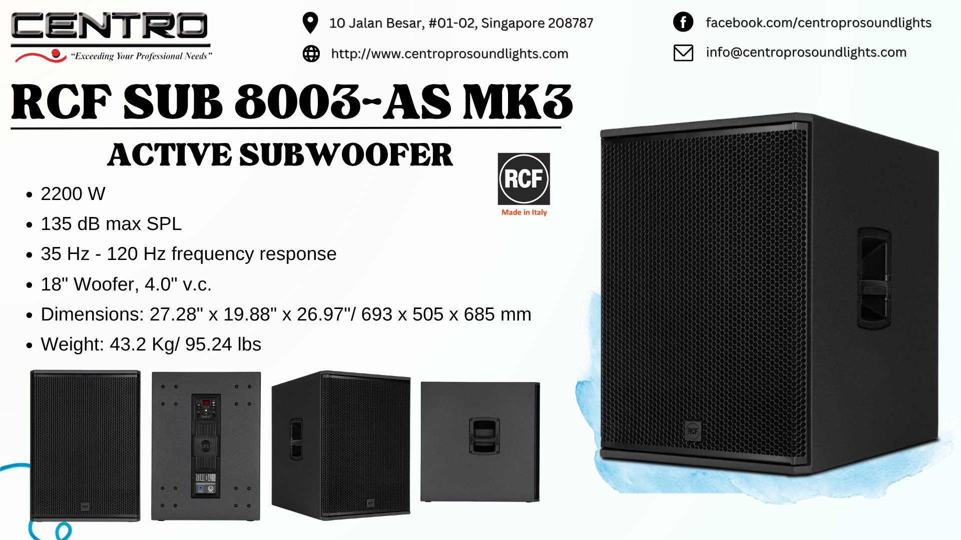 RCF SUB 8003AS MK3 – Professional Powered 18″ Subwoofer
