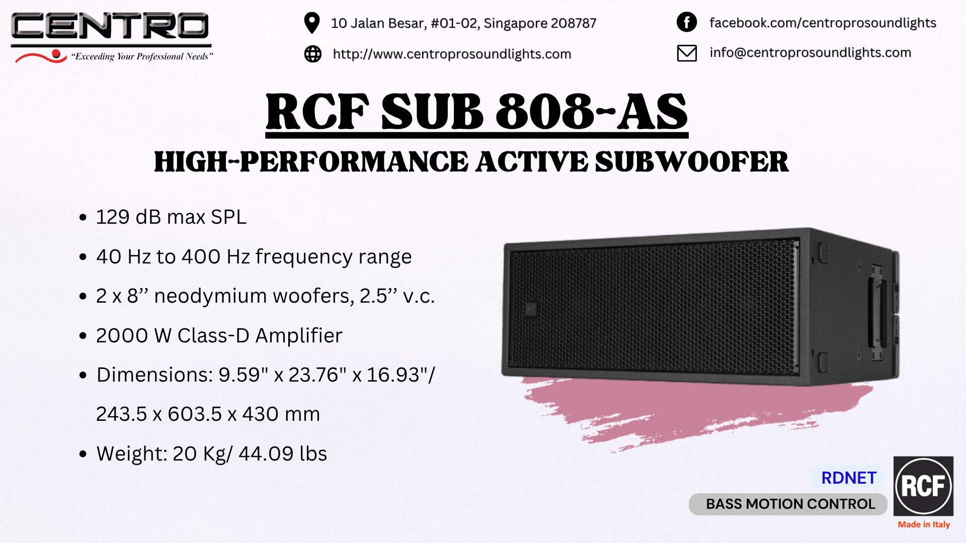 RCF SUB 808AS – High-Performance Active Subwoofer
