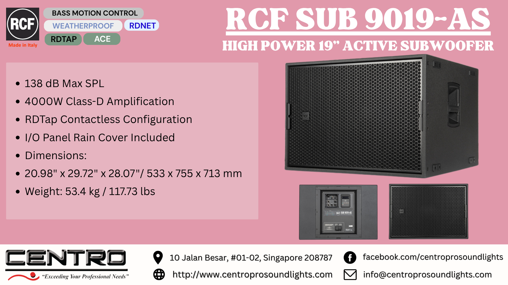 RCF SUB 9019AS – High Power 19″ Active Subwoofer