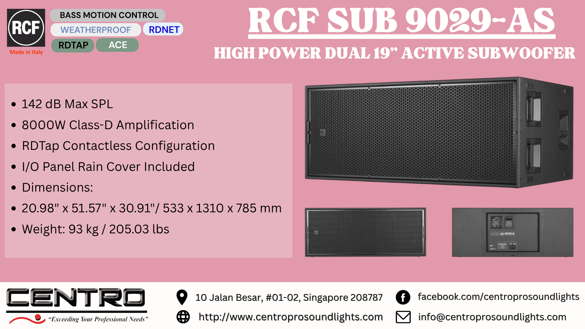 RCF SUB 9029AS – High Power Dual 19″ Active Subwoofer