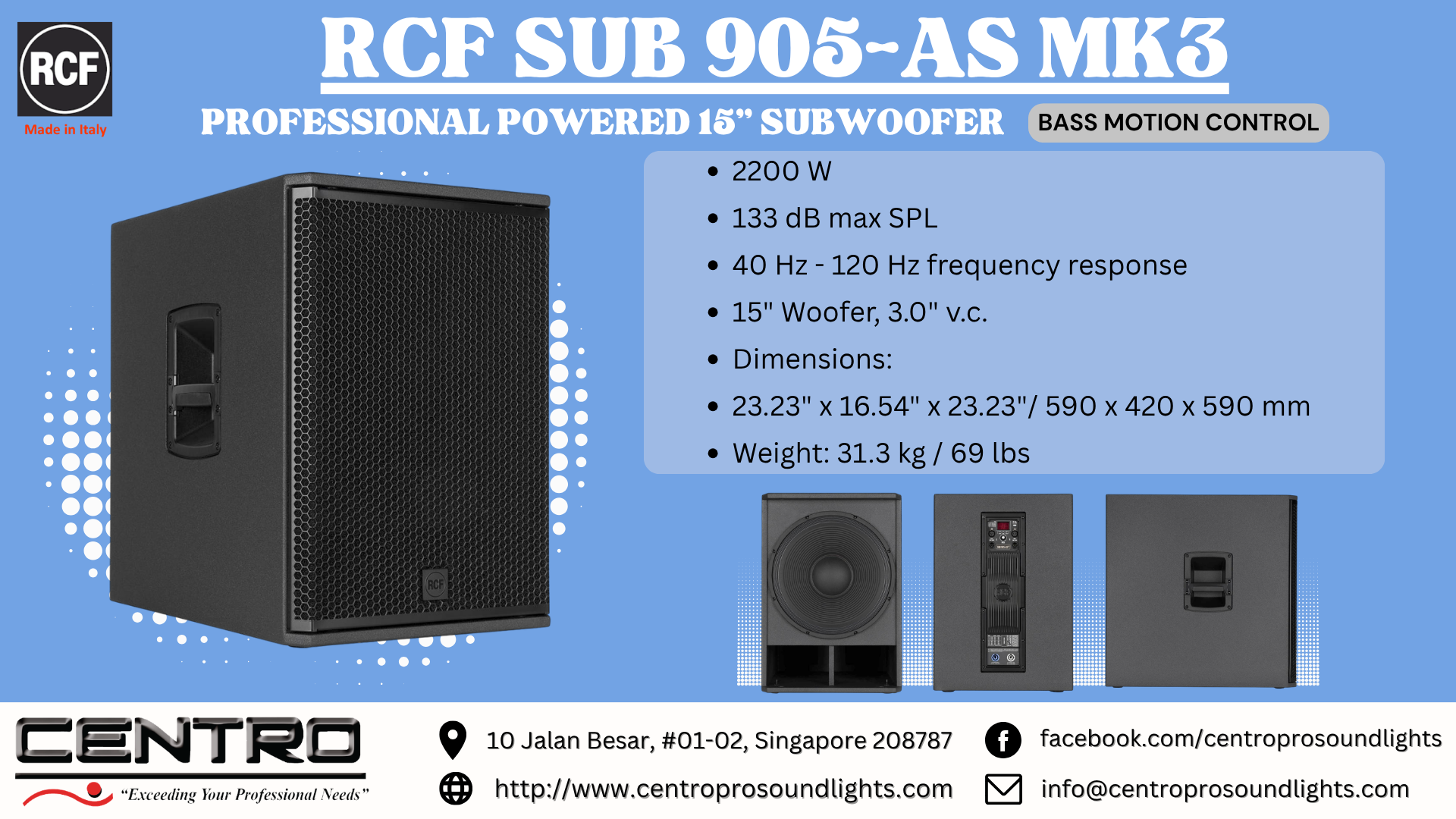 RCF SUB 905AS MK3- Professional Powered 15″ Subwoofer