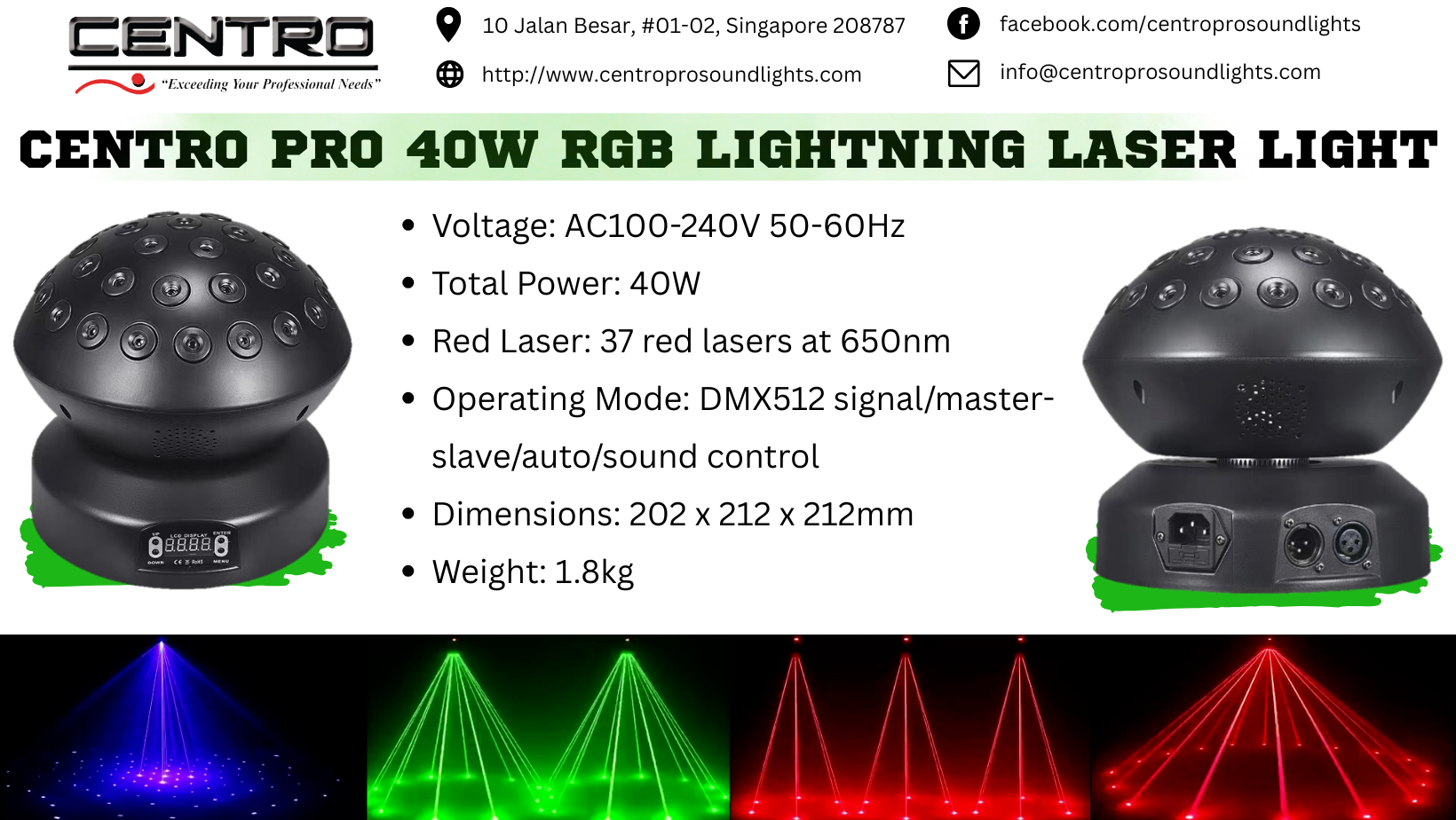 Centro Pro 40W RGB Lightning Laser Light