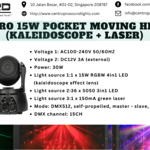 Centro Pro 15w Pocket Moving Head Light (Kaleidoscope + Laser)