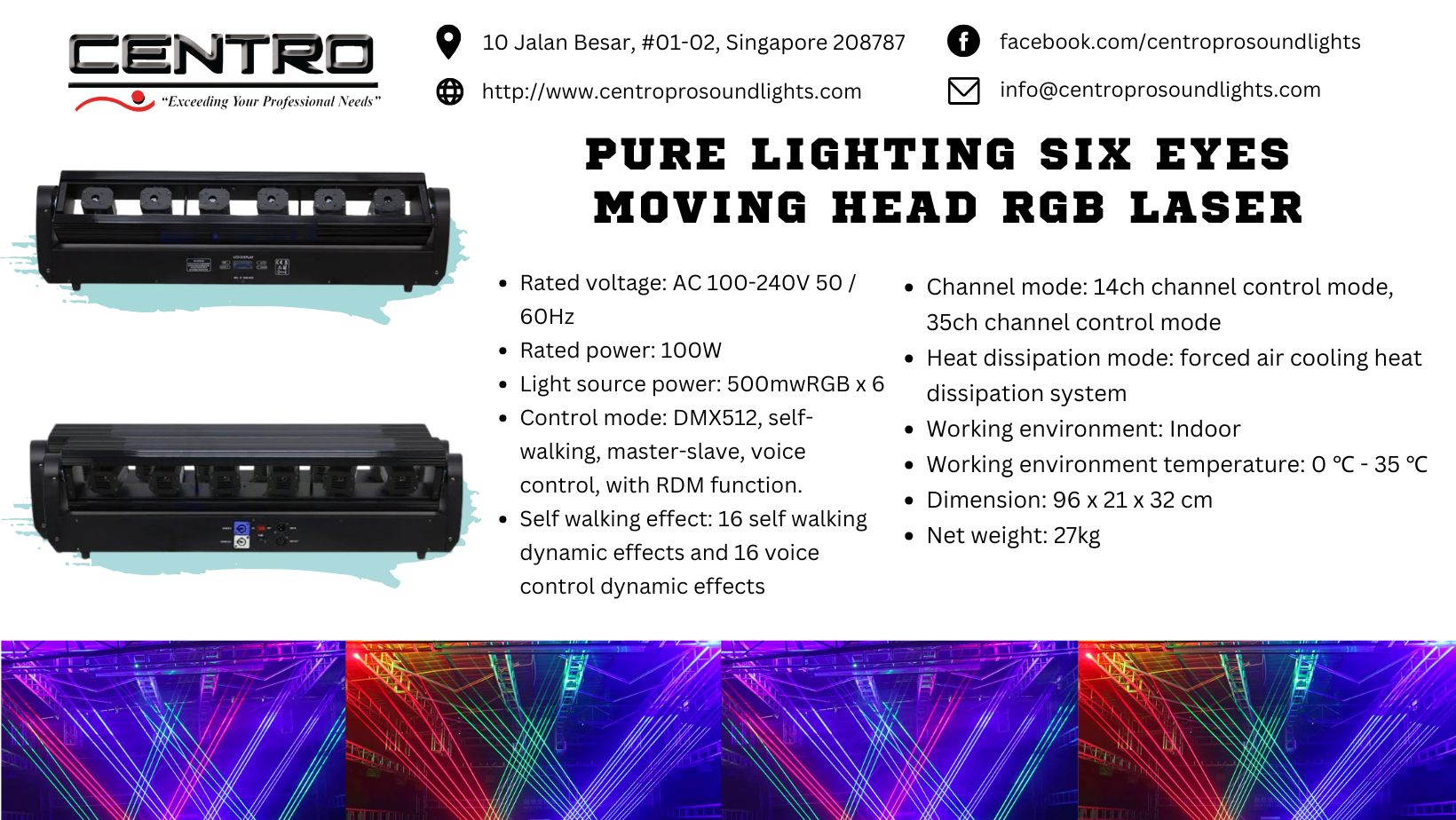 Pure Lighting Six Eyes Moving Head RGB Laser