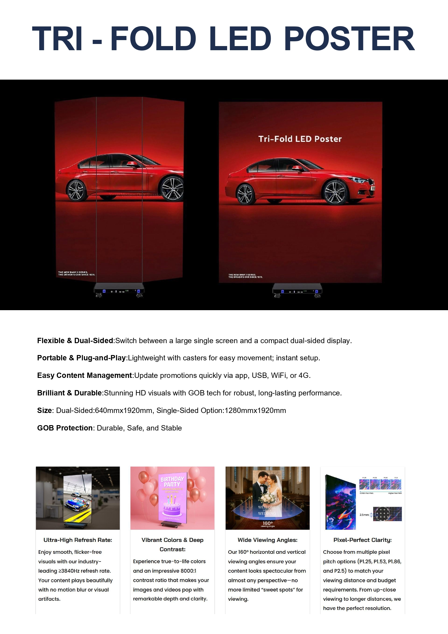 Tri-Fold LED Poster Display