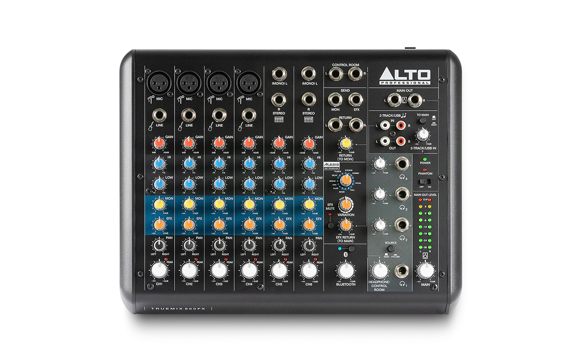 ALTO TRUEMIX 800 - 8 Channel Compact Mixer with USB, Bluetooth, and Alesis Multi-FX - Image 4