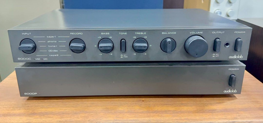 Rare 1st Batch Audiolab 8000C Preamplifier & 8000P Power Amplifier – Grey Finish