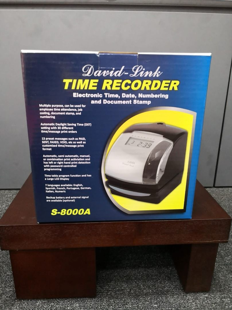 David-Link S-8000A Time Recorder with Time Card Rack