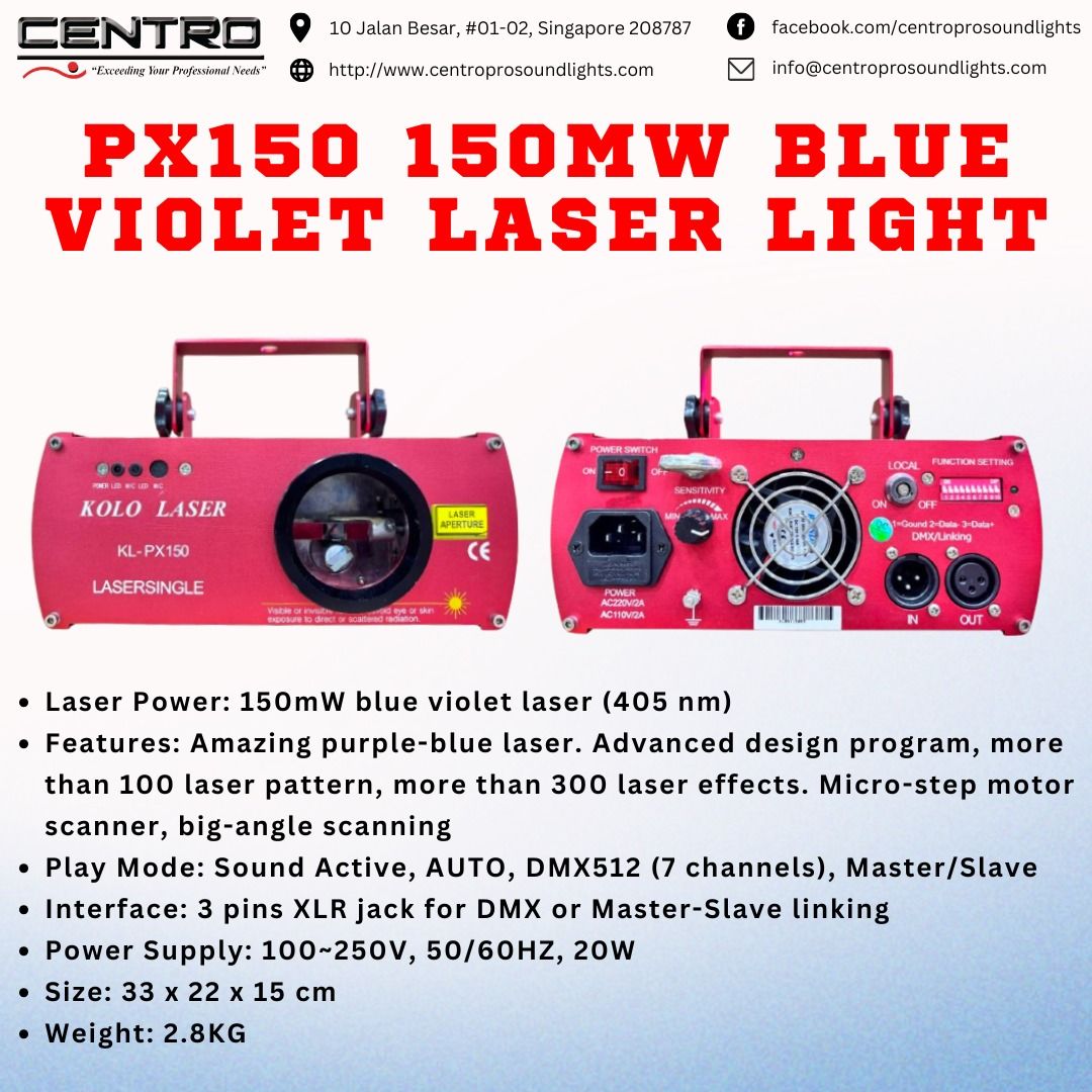 PX150 150mW Blue Violet Laser Light.