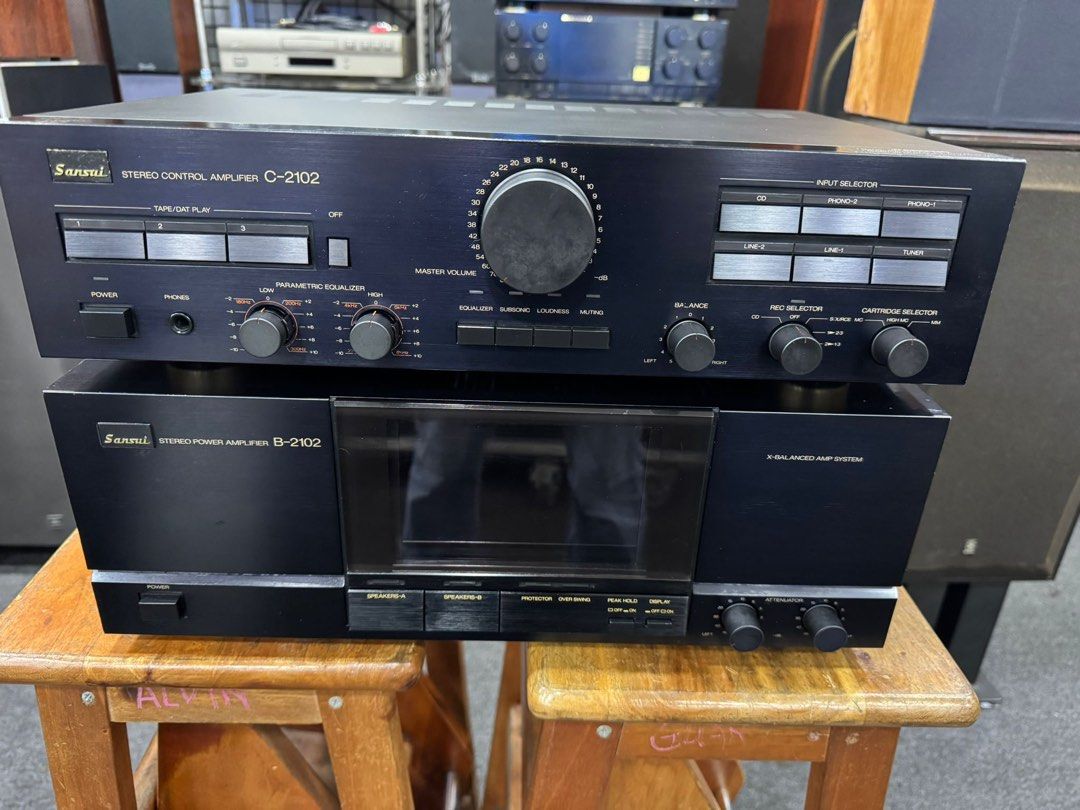 Rare Classic Sansui C-2102 Preamplifier & B-2102 Power Amplifier
