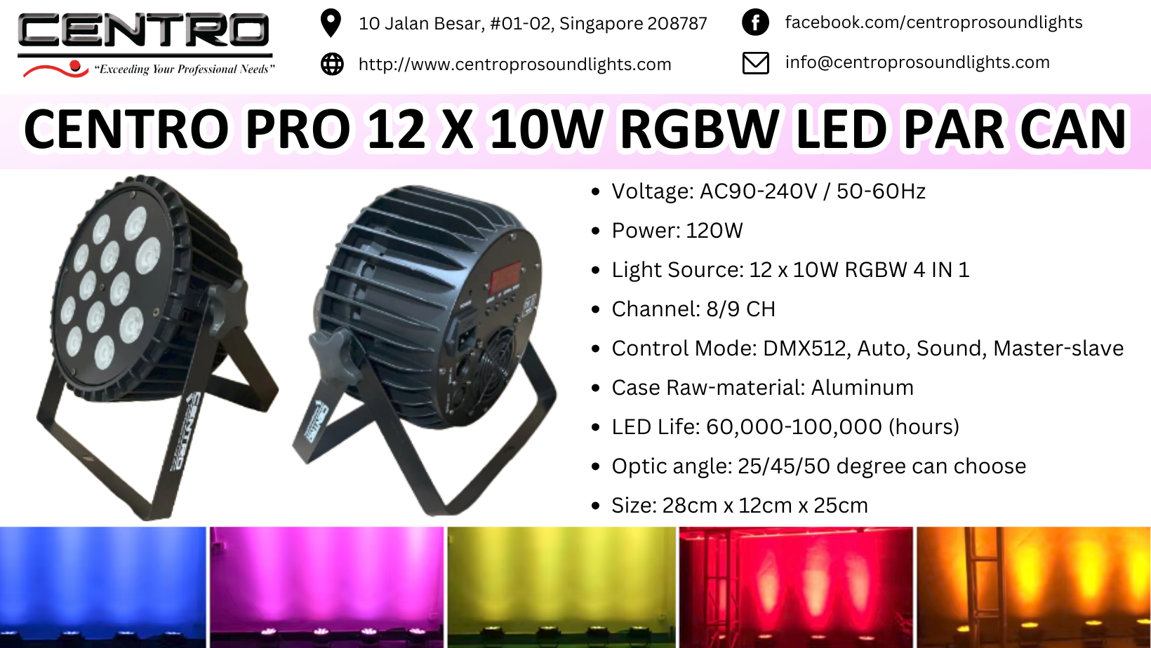 Centro Pro 12 x 10W RGBW LED Par Can