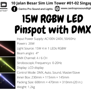 Centro Pro 15W RGBW LED Pinspot with DMX