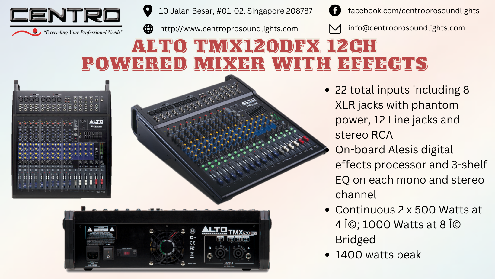 ALTO TMX120DFX 12Ch Powered Mixer with Effect