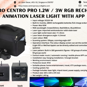 Centro Pro RGB rechargeable animation laser with tripod and carrying bag