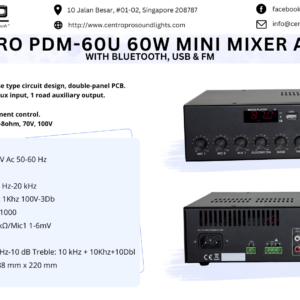 Centro Pro PDM-60U 60W Mini Mixer Amplifier with Bluetooth, USB & FM