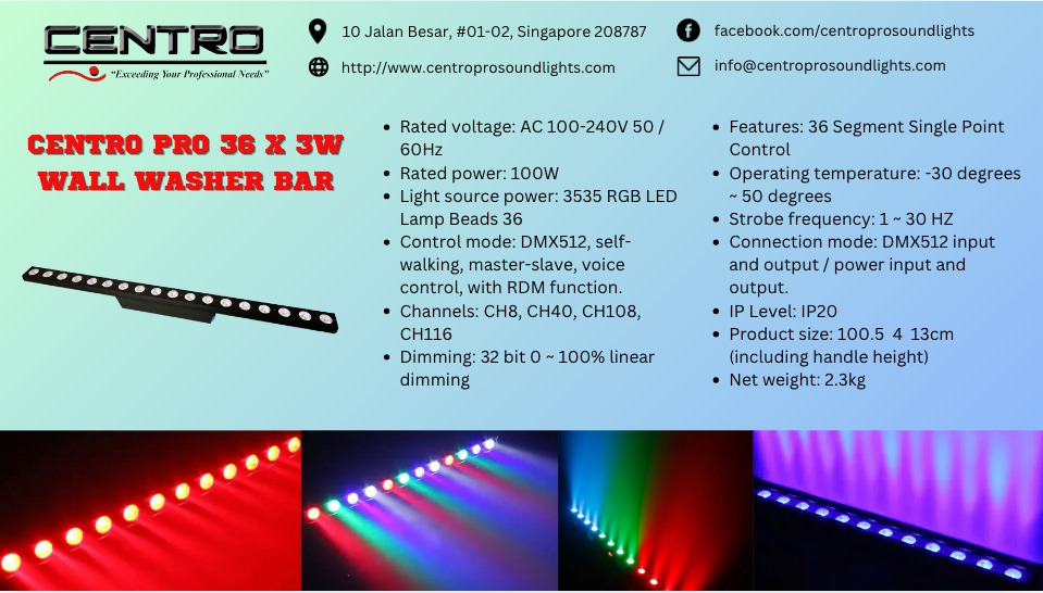 Centro pro 36 x 3W Wall Washer Bar