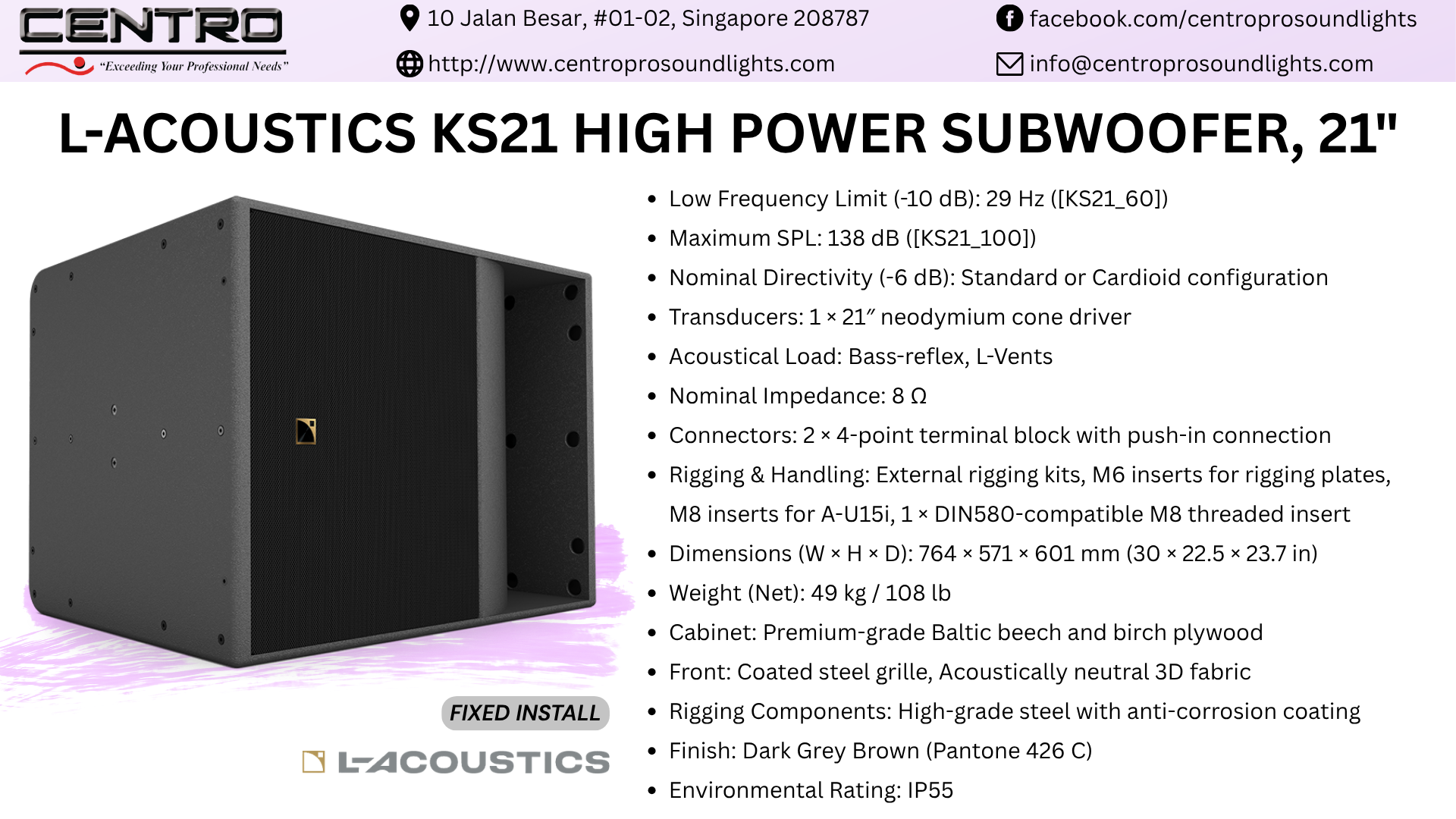 L-Acoustics KS21 High power subwoofer, 21″