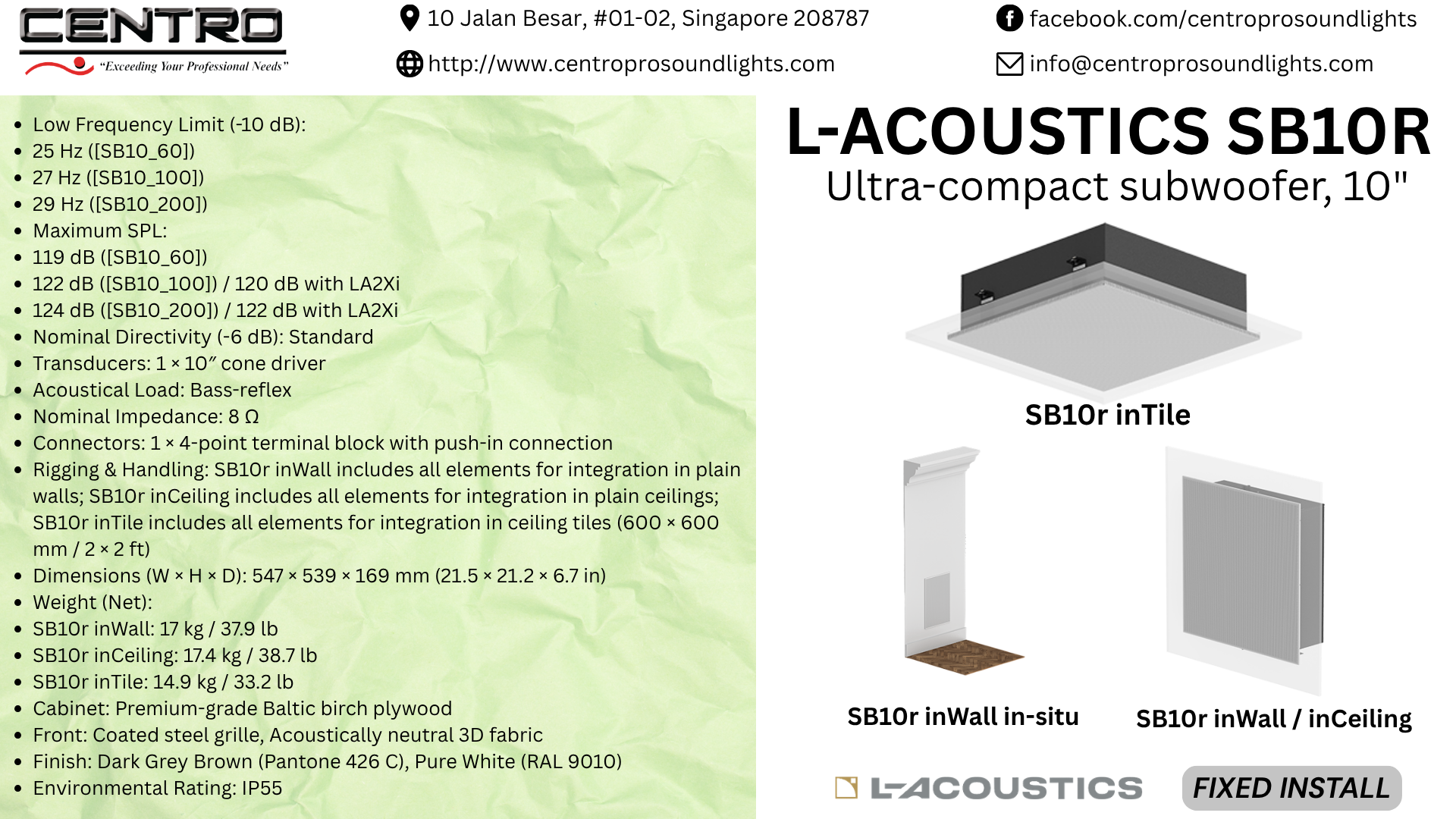 L-Acoustics SB10r Ultra-compact subwoofer, 10