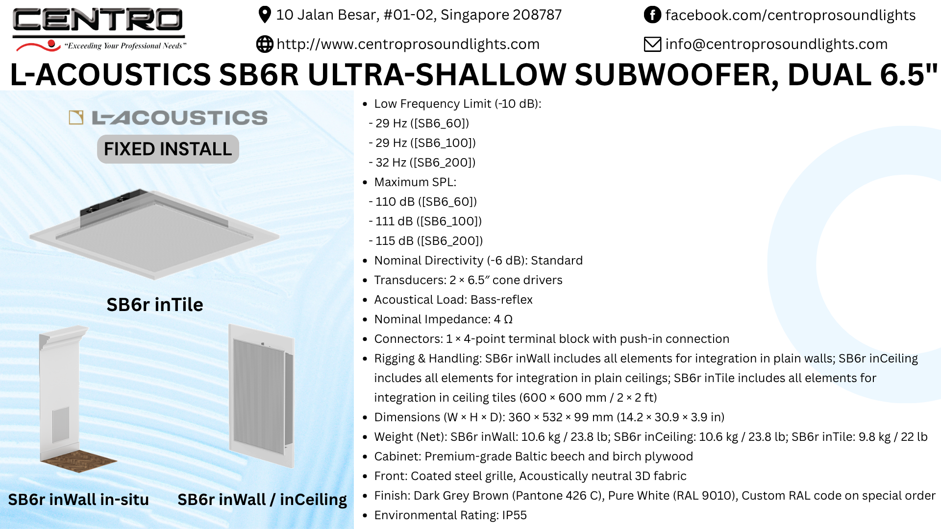 L-Acoustics SB6r Ultra-shallow subwoofer, dual 6.5