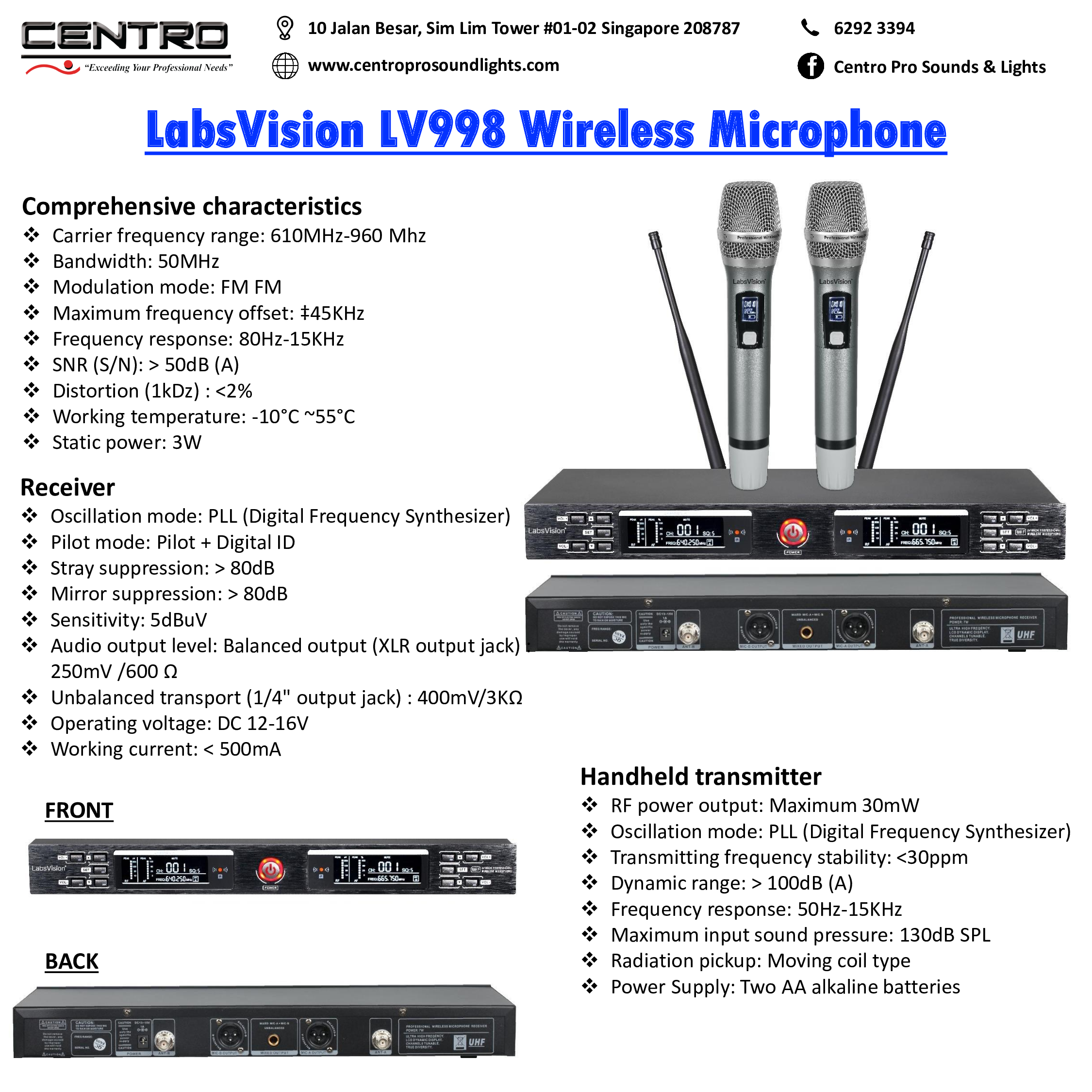 LabsVision LV998 Wireless Microphone