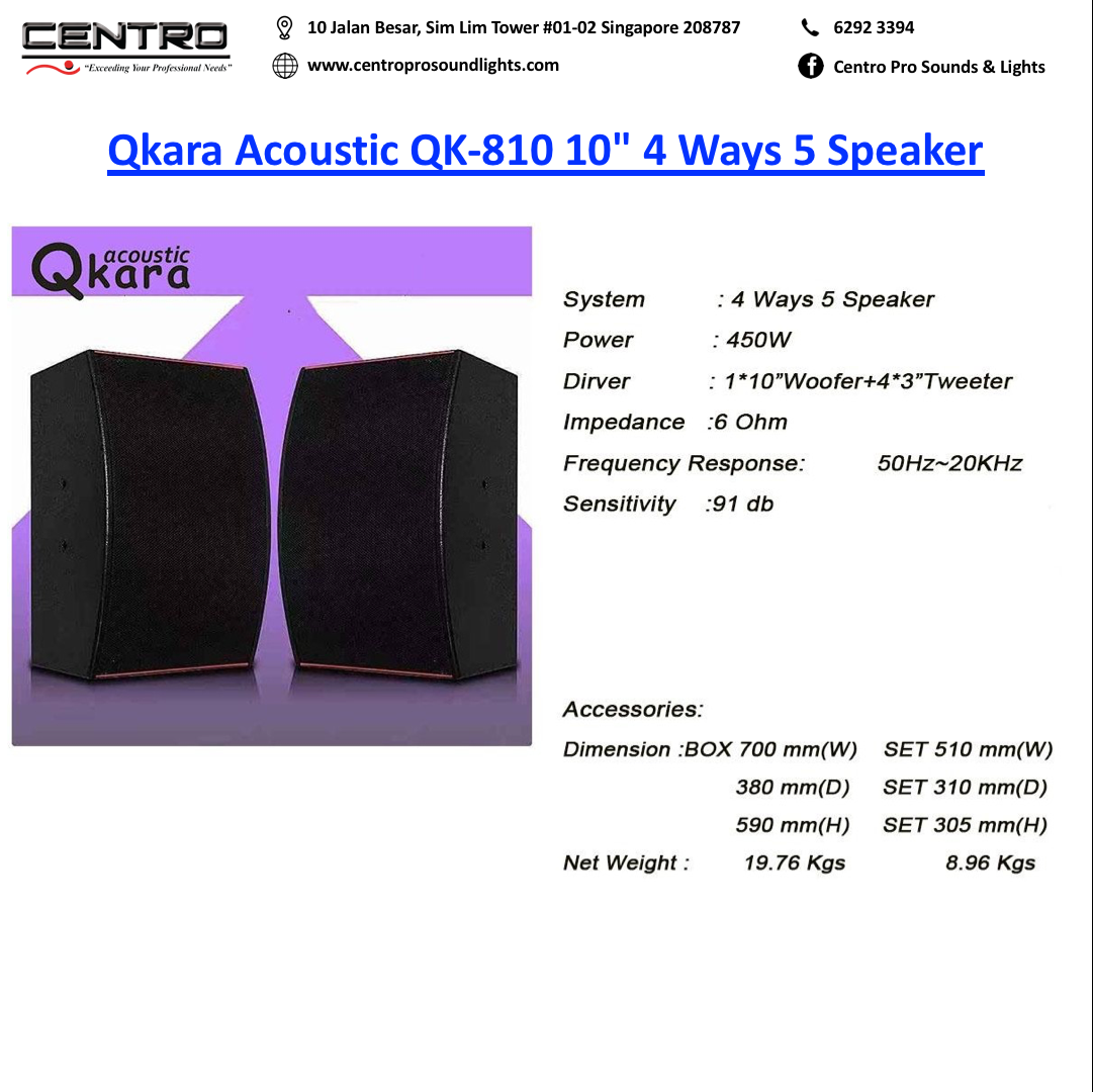 Qkara Acoustic QK-810 10″ 4 Ways 5 Speaker