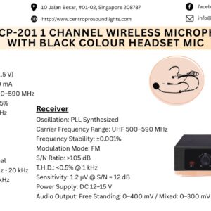 Centro Pro CP-201 1 Channel Wireless Microphone System with Black Colour Headset Mic