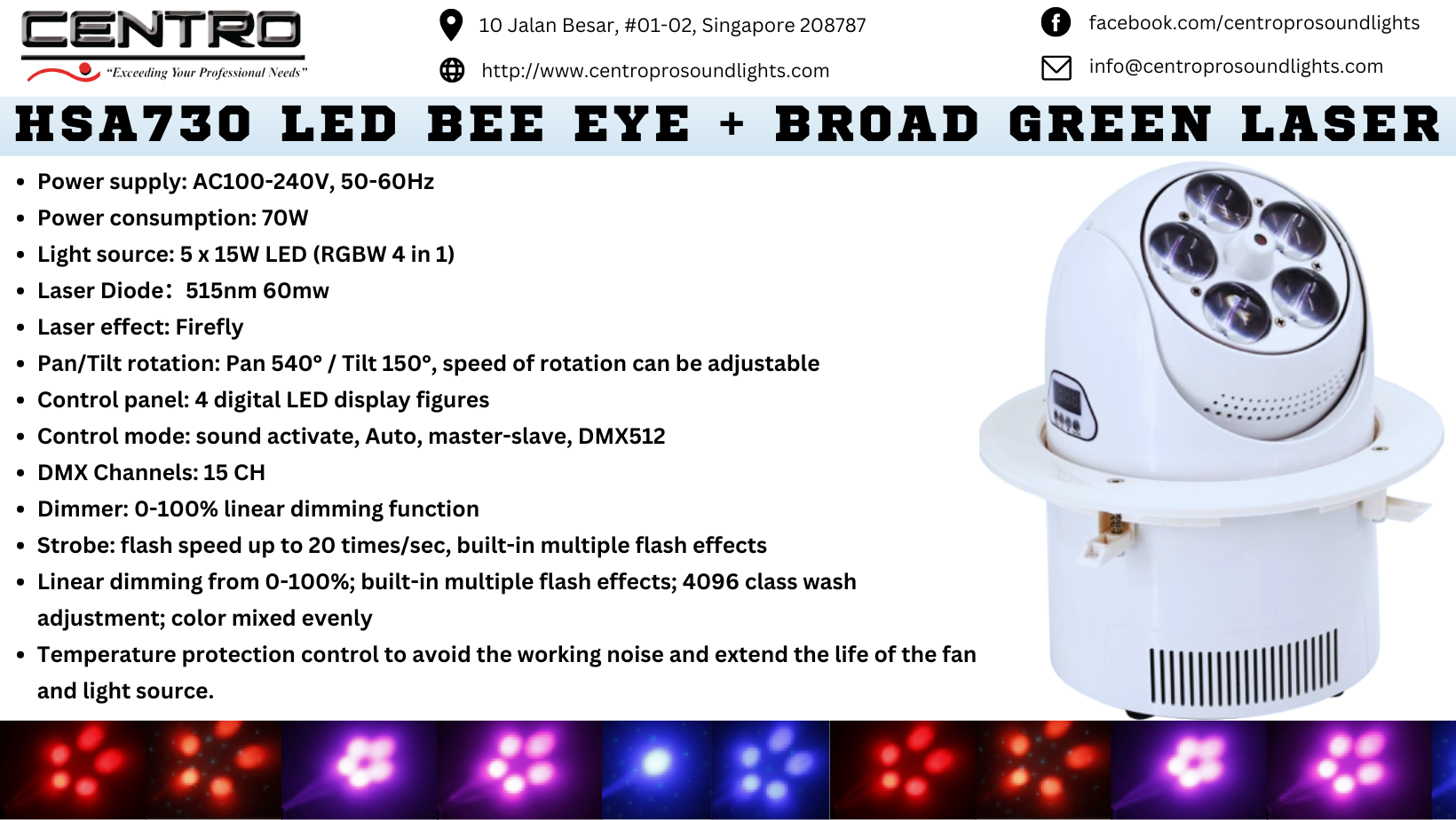 HSA730 LED Bee Eye + Broad Green Laser