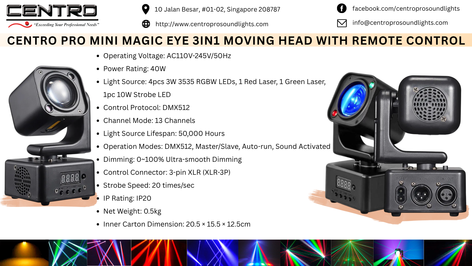 Centro Pro Mini Magic Eye 3in1 Moving Head with Remote Control